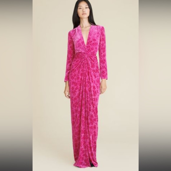 NWT Veronica Beard Ruthie Burnout Magenta Velvet Dress Gown Size 4 Women - Picture 3 of 7
